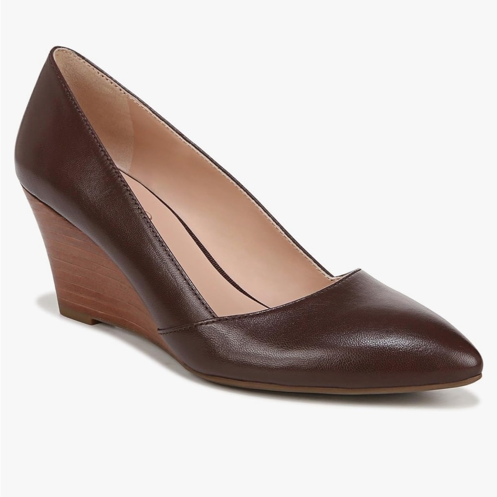 NIB Franco Sarto Frankie Wedge heel Cafe Brown Leather 7.5 Wide